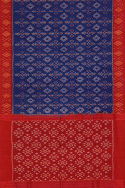 Image of Pochampally Cotton Indigo Blue Saree