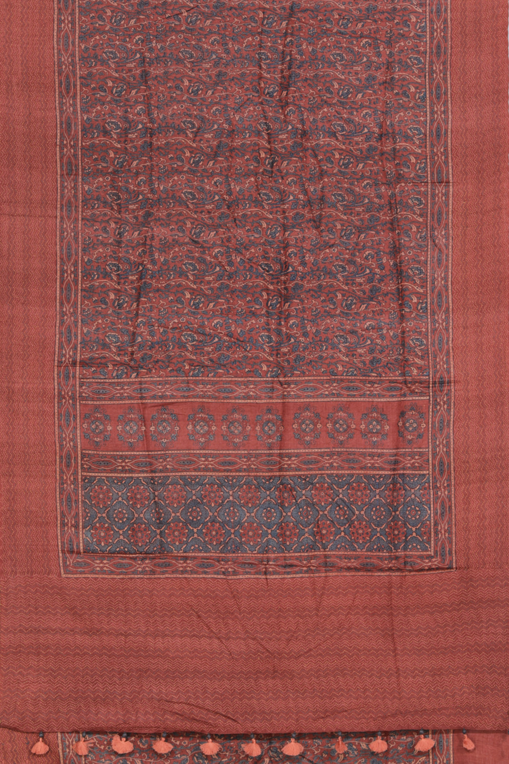 Collection of Tussar Silk Ajrakh Printed Saree in a gallery layout