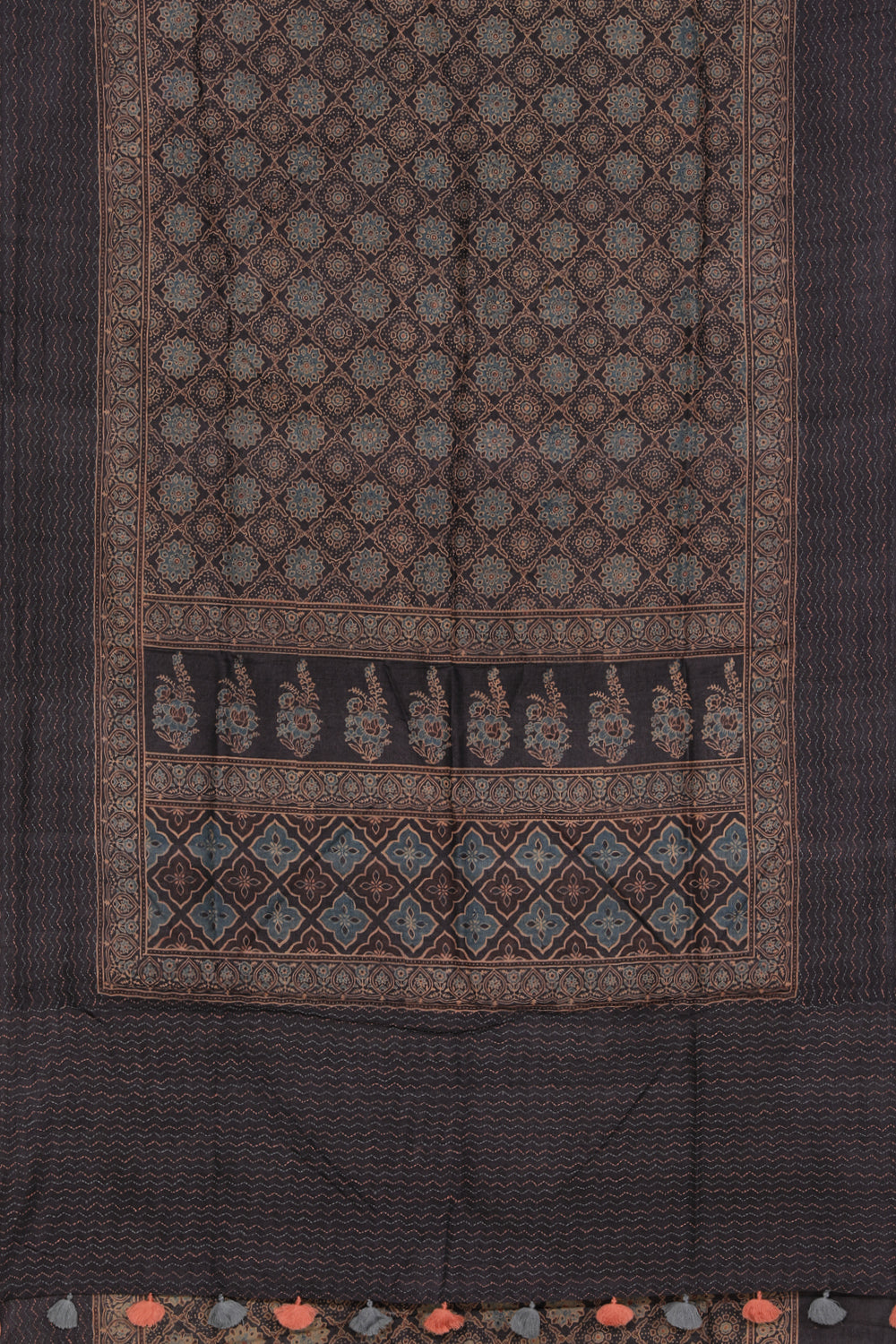 Collection of Tussar Silk Ajrakh Printed Saree in a gallery layout