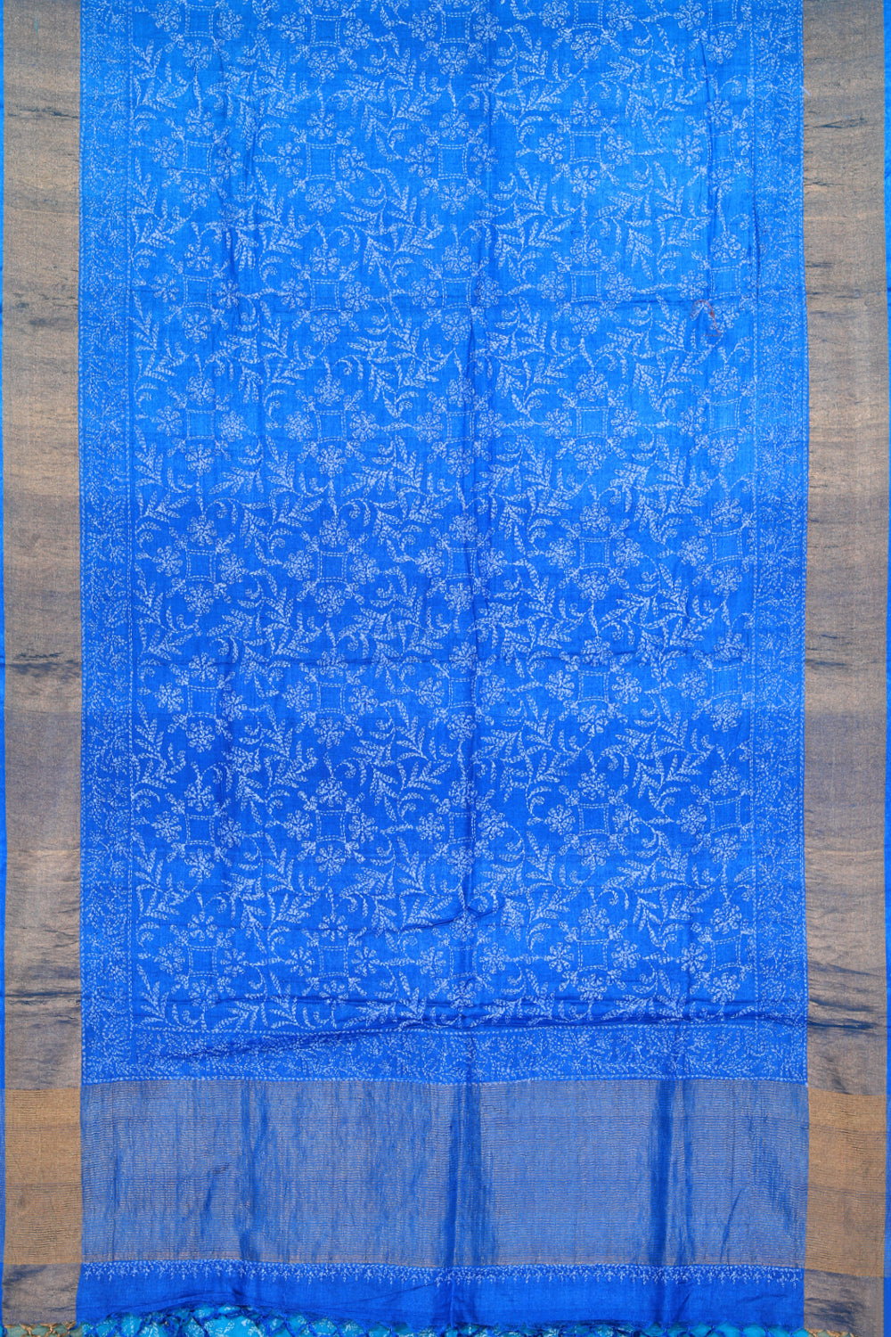 Image of Tussar Silk Kantha Stitch Saree