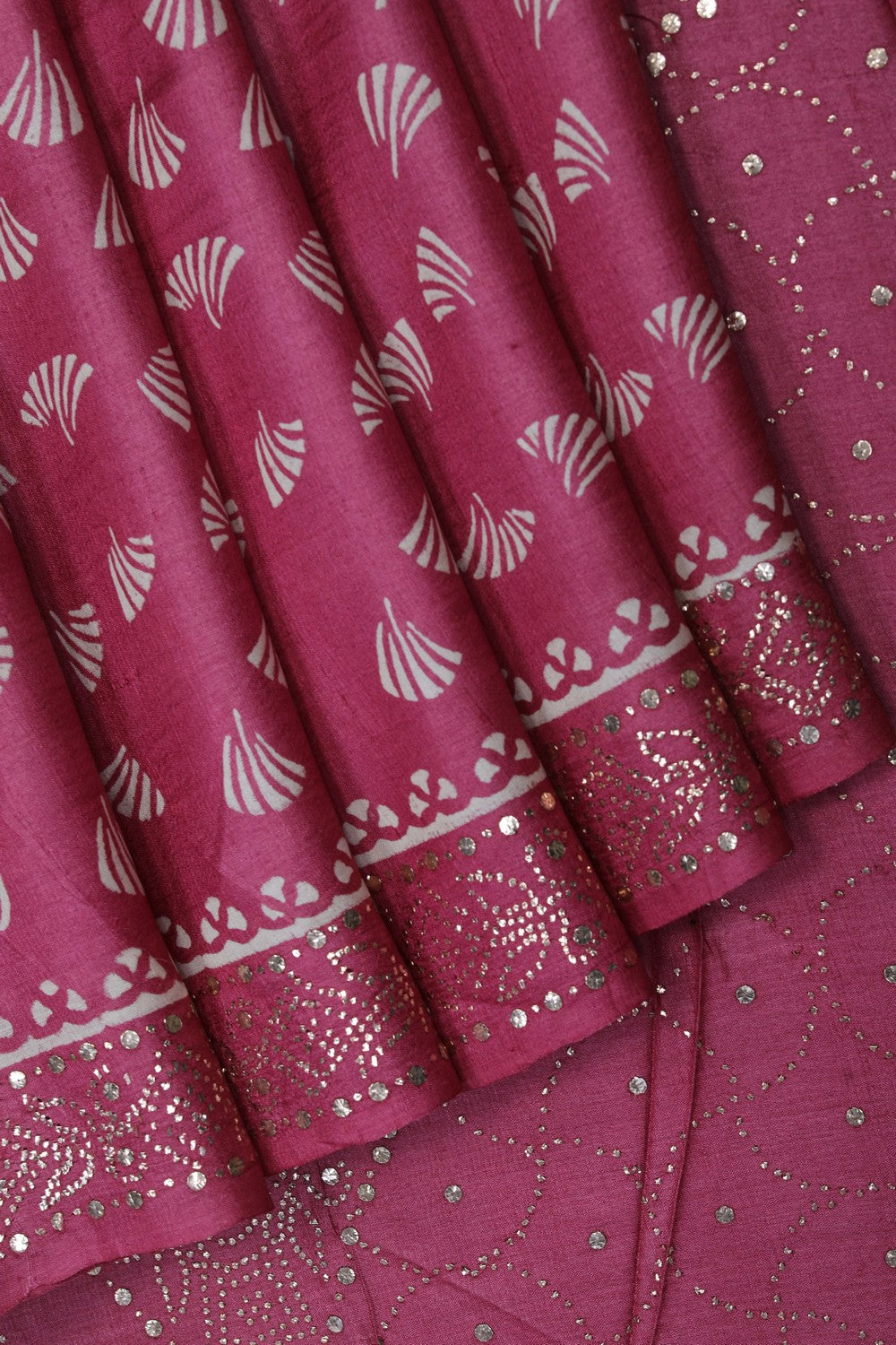 Image of Pink Tussar Silk Saree