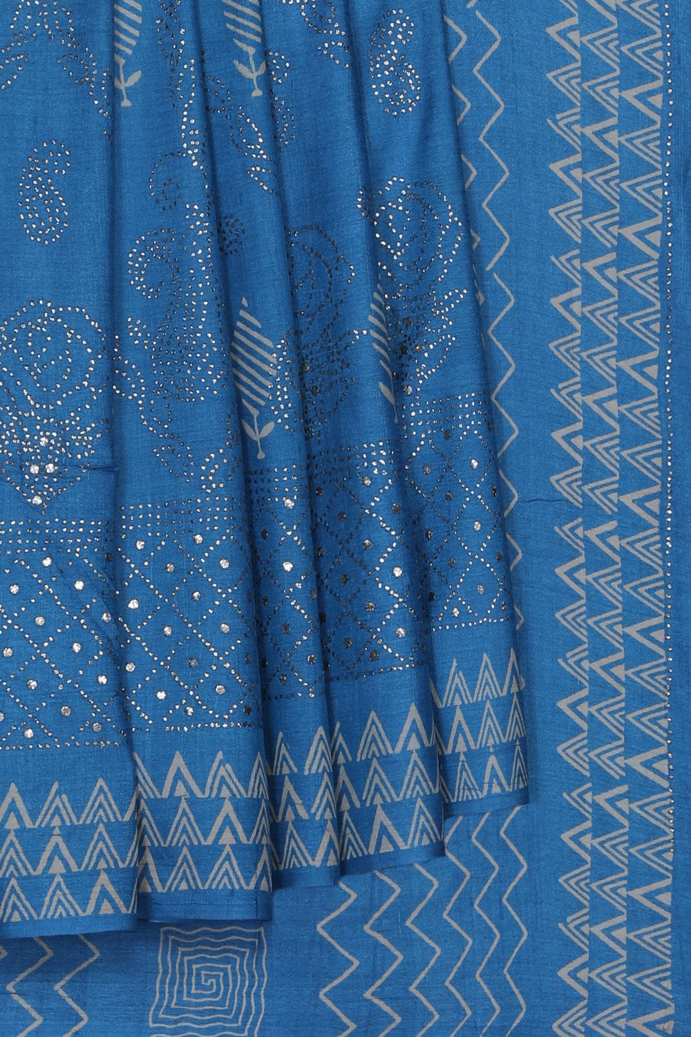 Image of Smoky Blue Tussar Silk Saree