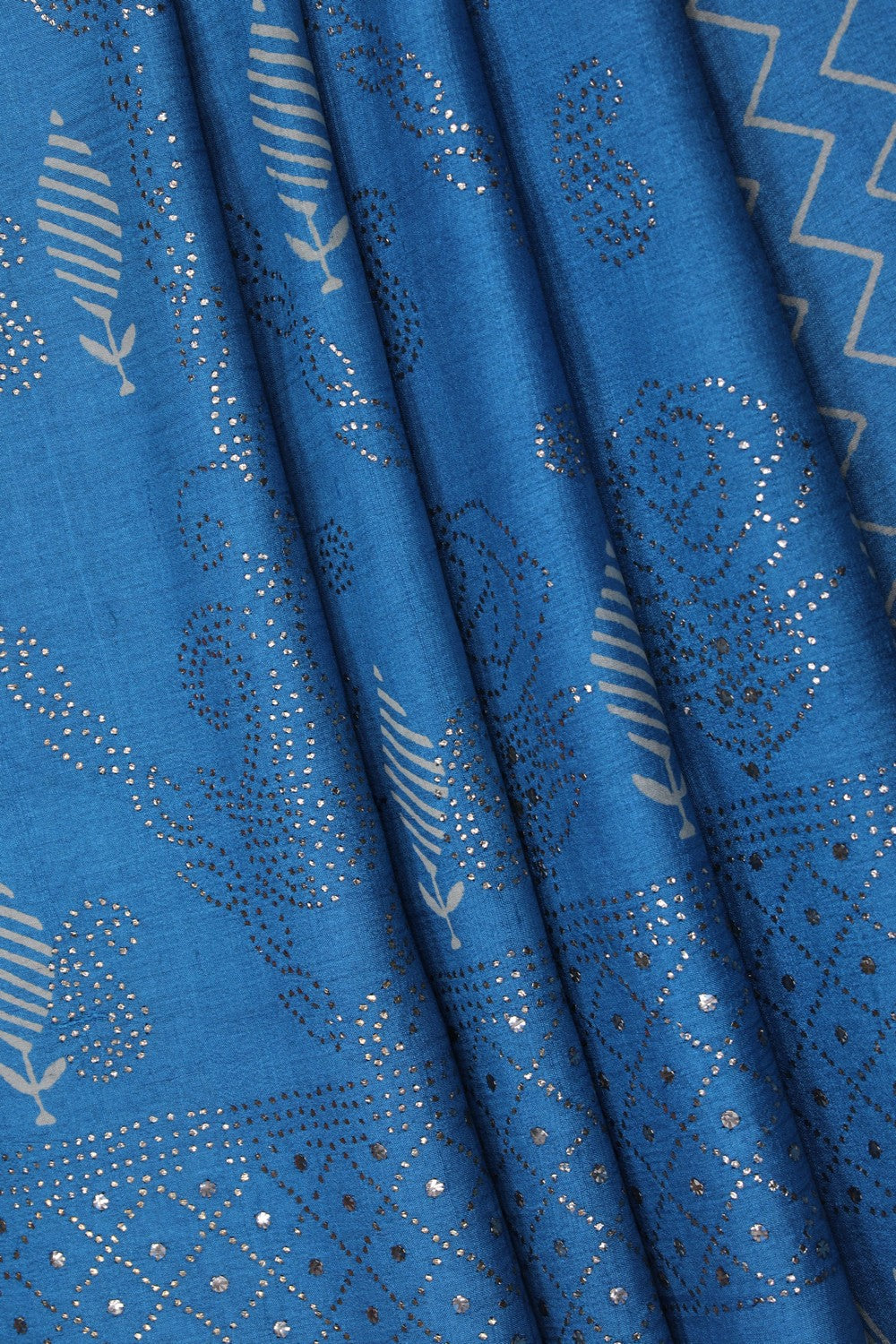 Image of Smoky Blue Tussar Silk Saree