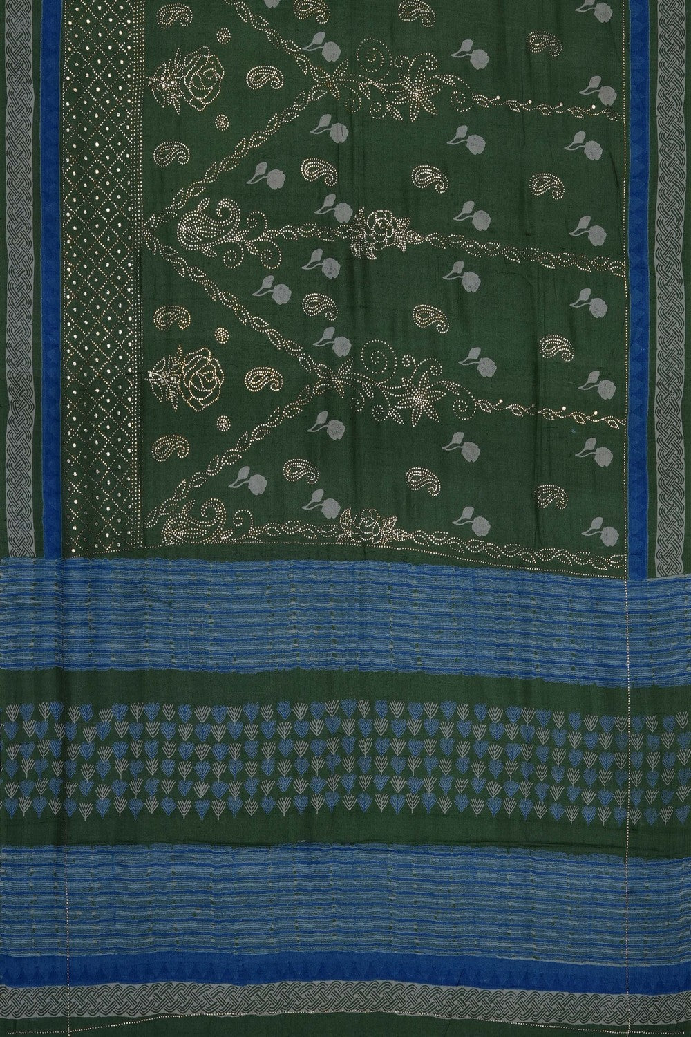 Image of Smoky Green Tussar Silk Saree