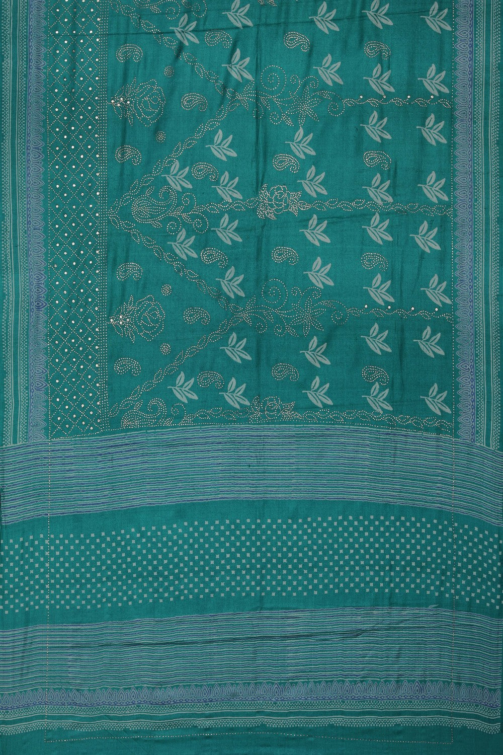 Image of Teal Green Tussar Silk Saree