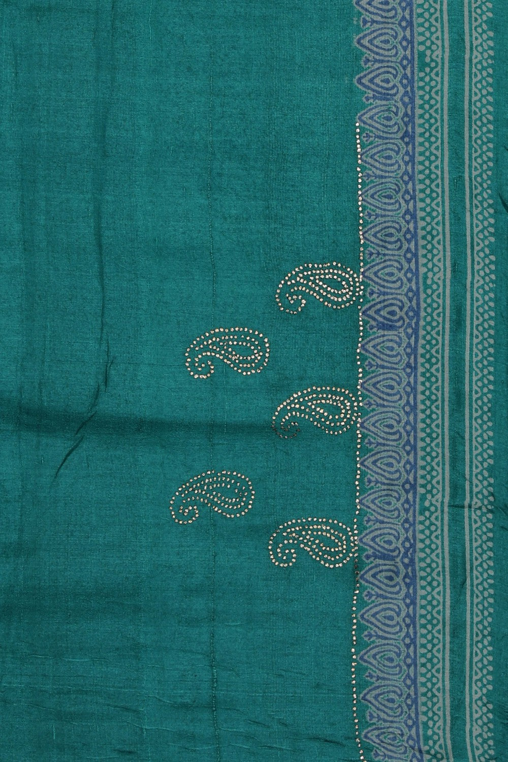 Image of Teal Green Tussar Silk Saree