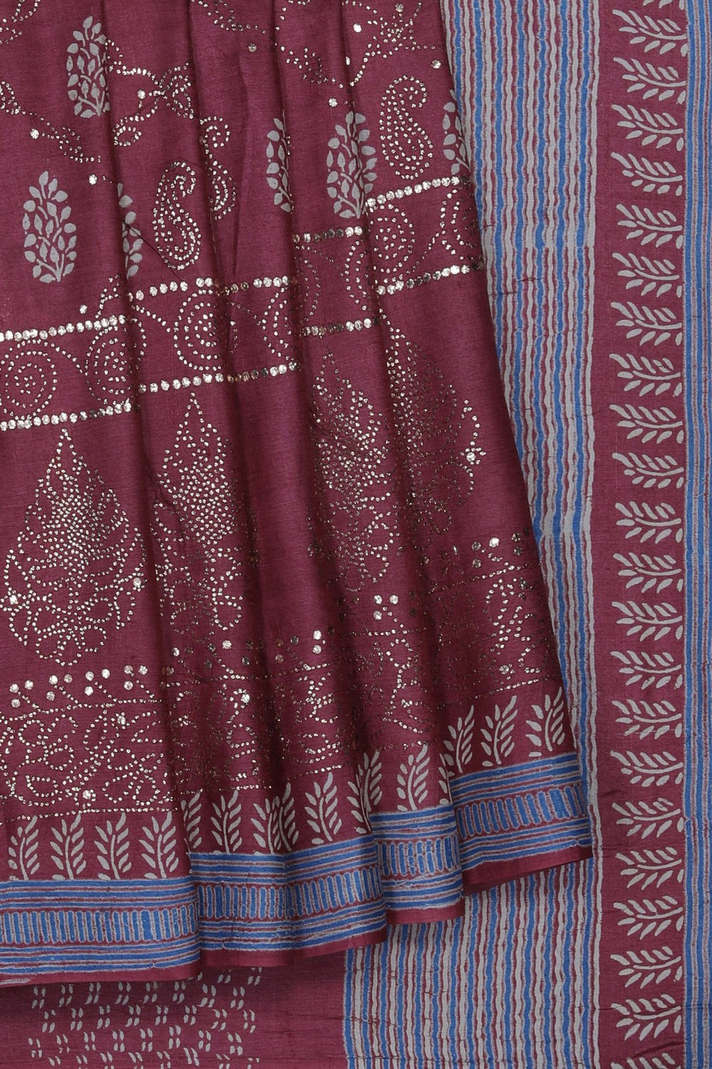 Image of Onion-Pink Tussar Silk Saree