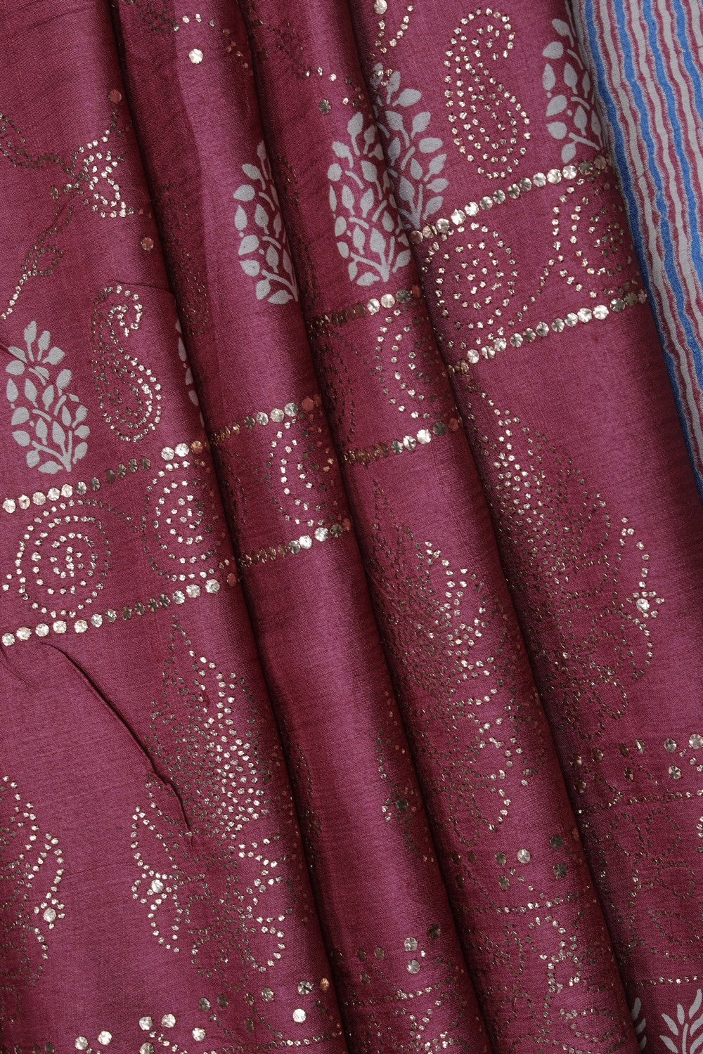 Image of Onion-Pink Tussar Silk Saree
