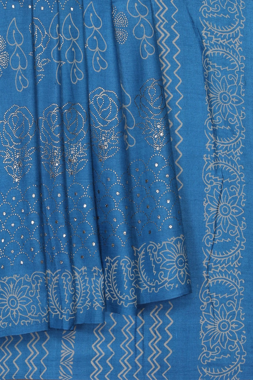 Image of Smoky Blue Tussar Silk Saree