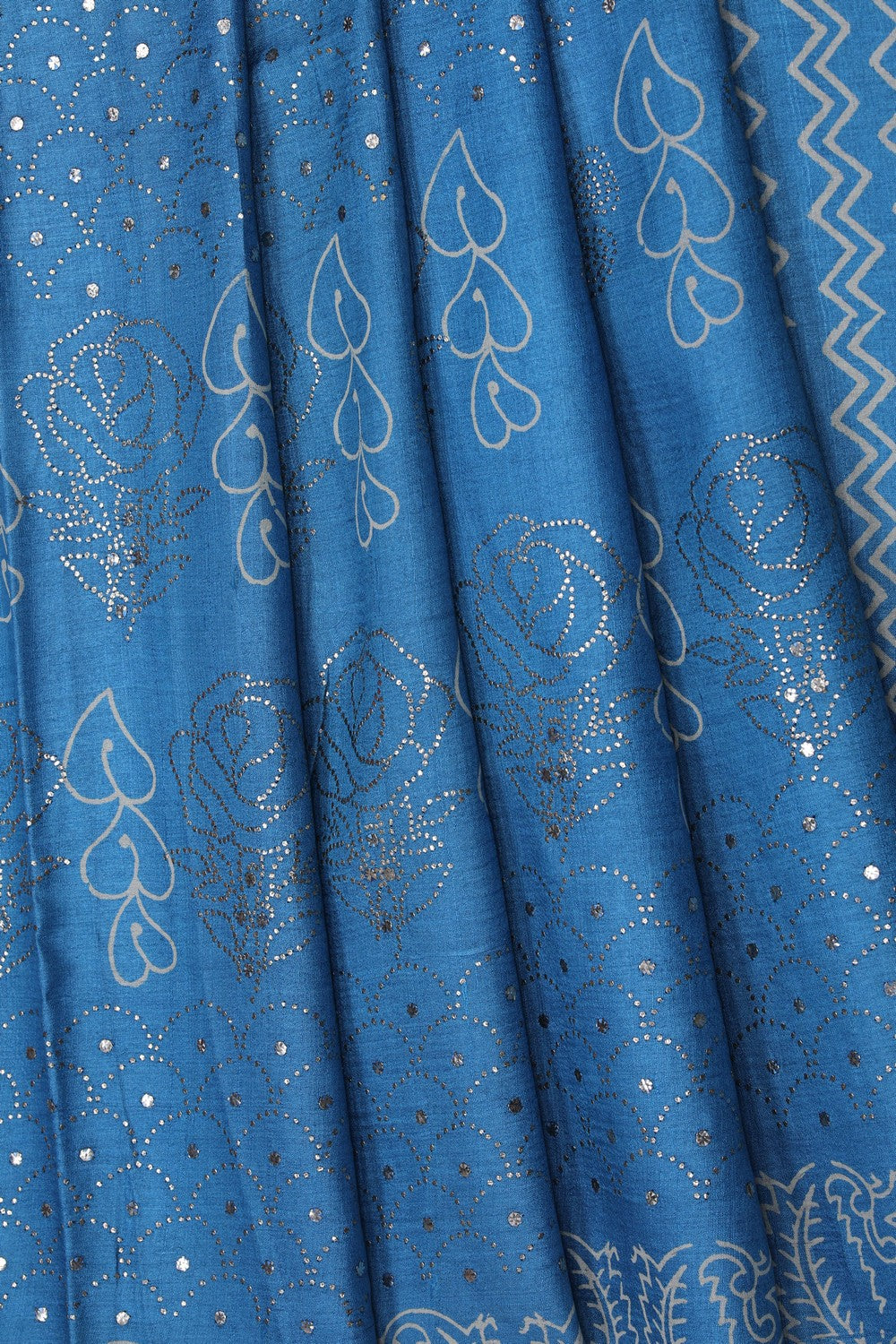 Image of Smoky Blue Tussar Silk Saree