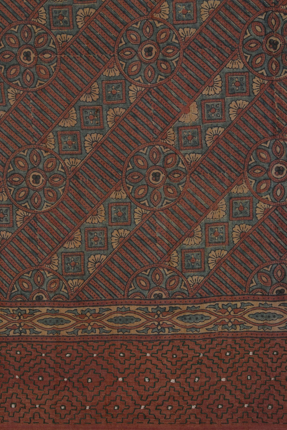 Image of Ajrakh Prints Desi Tussar Silk Saree