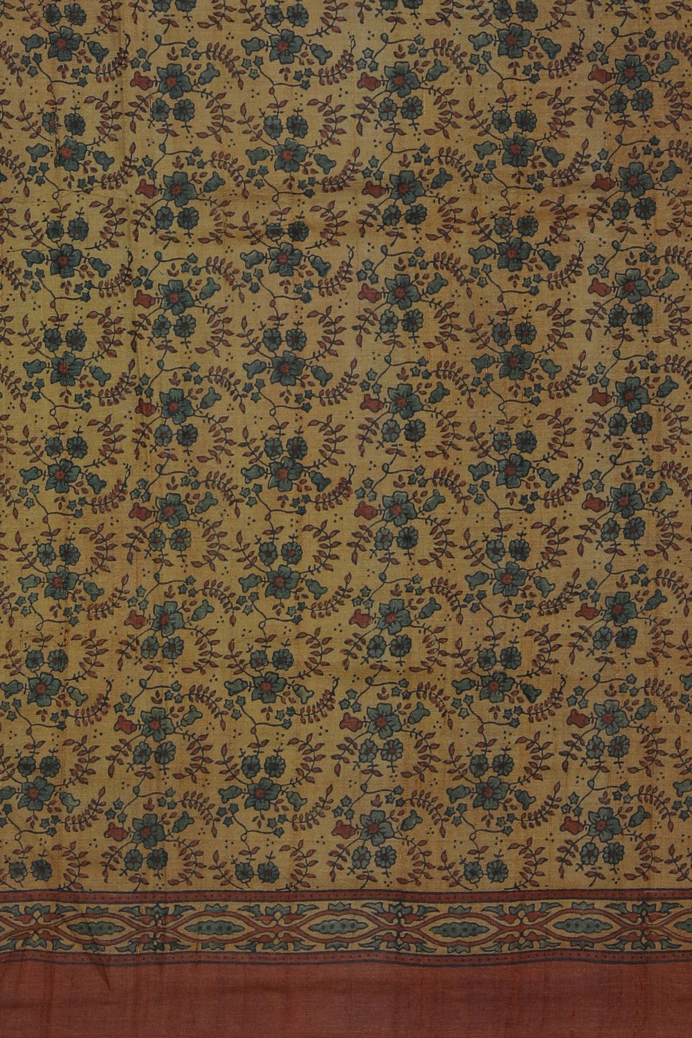 Image of Ajrakh Prints Desi Tussar Silk Saree