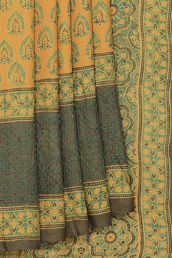 Collection of Tussar Silk Ajrakh Printed Saree in a gallery layout