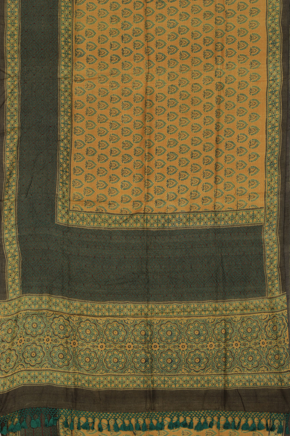 Collection of Tussar Silk Ajrakh Printed Saree in a gallery layout