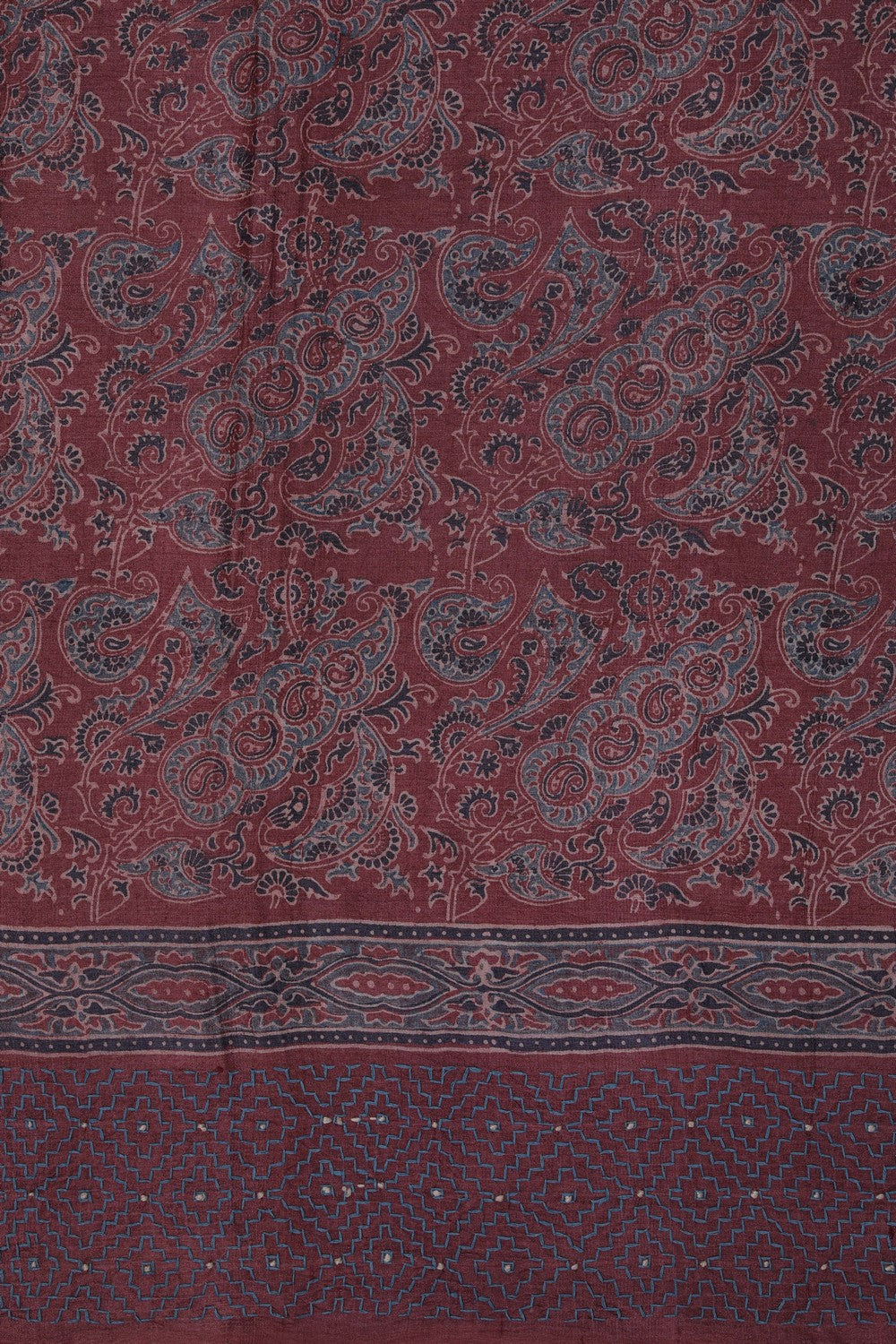 Image of Ajrakh Prints Desi Tussar Silk Saree