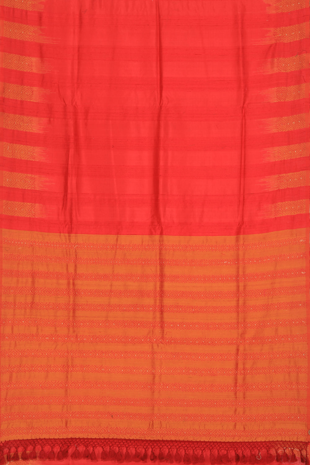 Image of Dupion Silk Kantha Stitch Saree