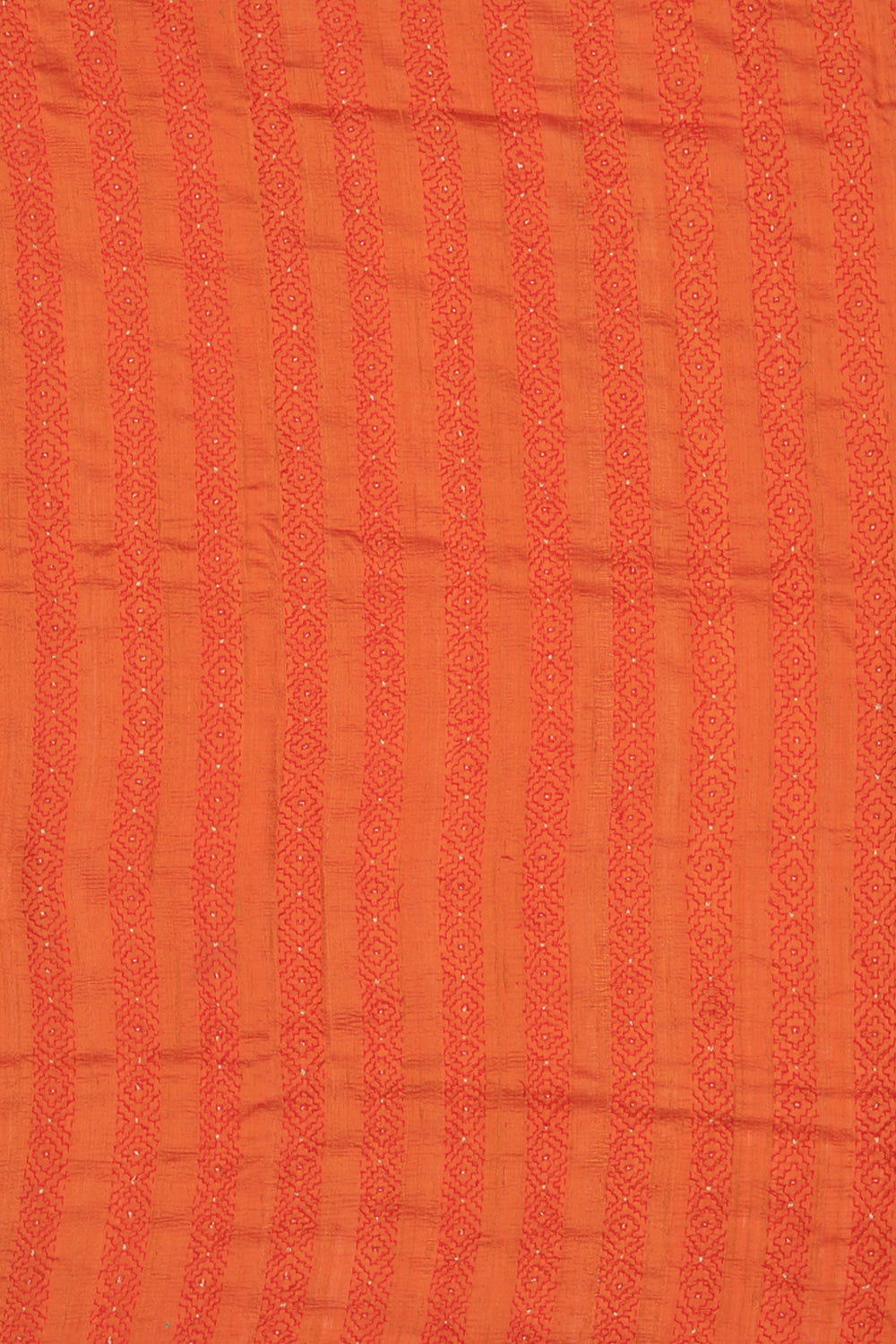 Image of Dupion Silk Kantha Stitch Saree