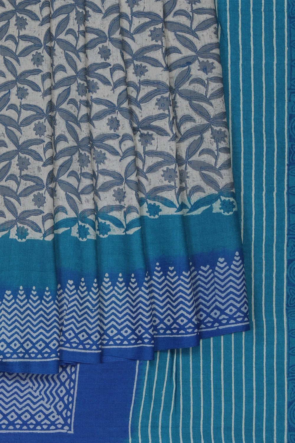 Image of Blue Tussar Silk Saree