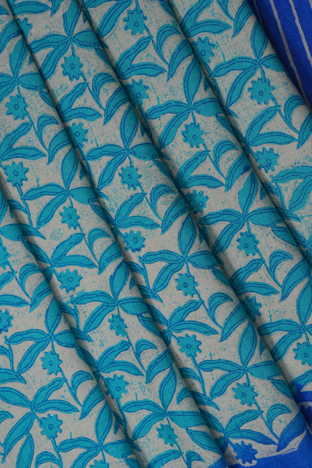 Image of A Floral Printed Desi Tussar Saree
