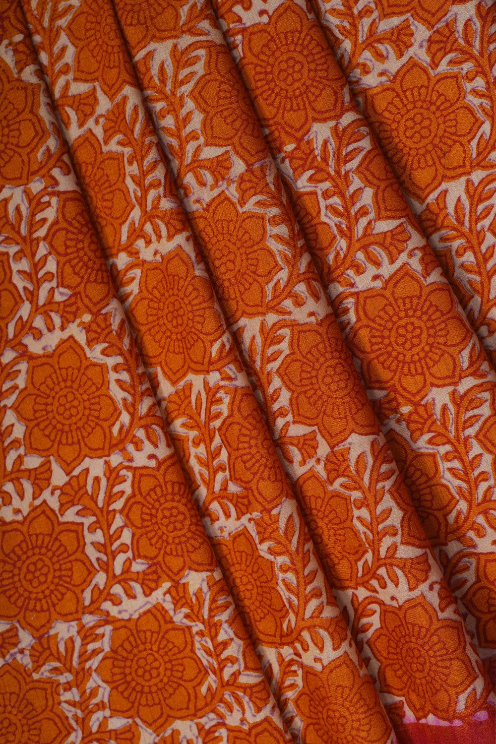 Image of A Floral Printed Desi Tussar Saree