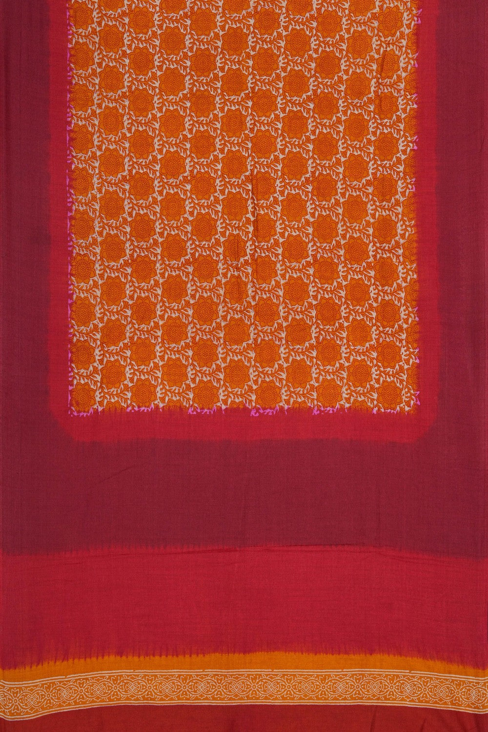 Image of A Floral Printed Desi Tussar Saree
