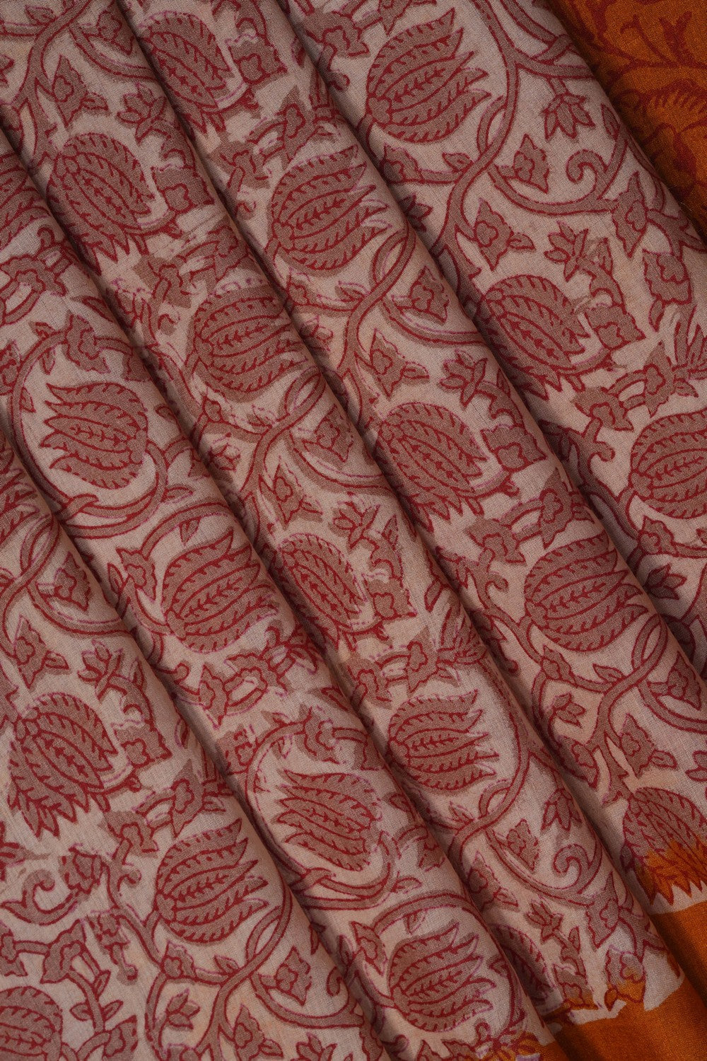 Image of A Floral Printed Desi Tussar Saree