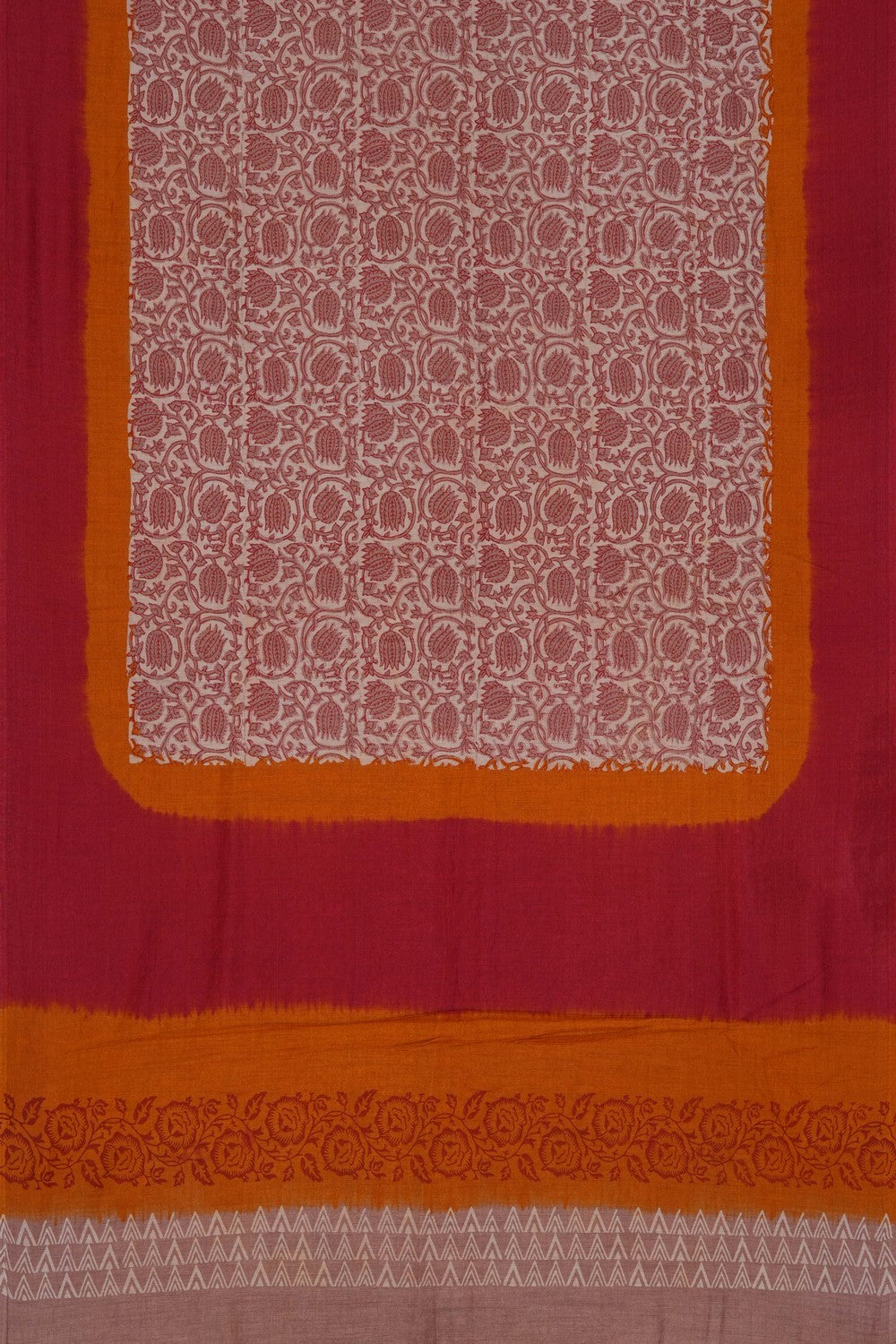 Image of A Floral Printed Desi Tussar Saree