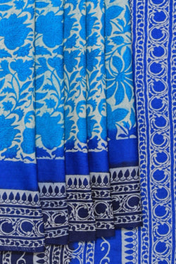 Collection of Bagru Printed Blue Saree in a gallery layout