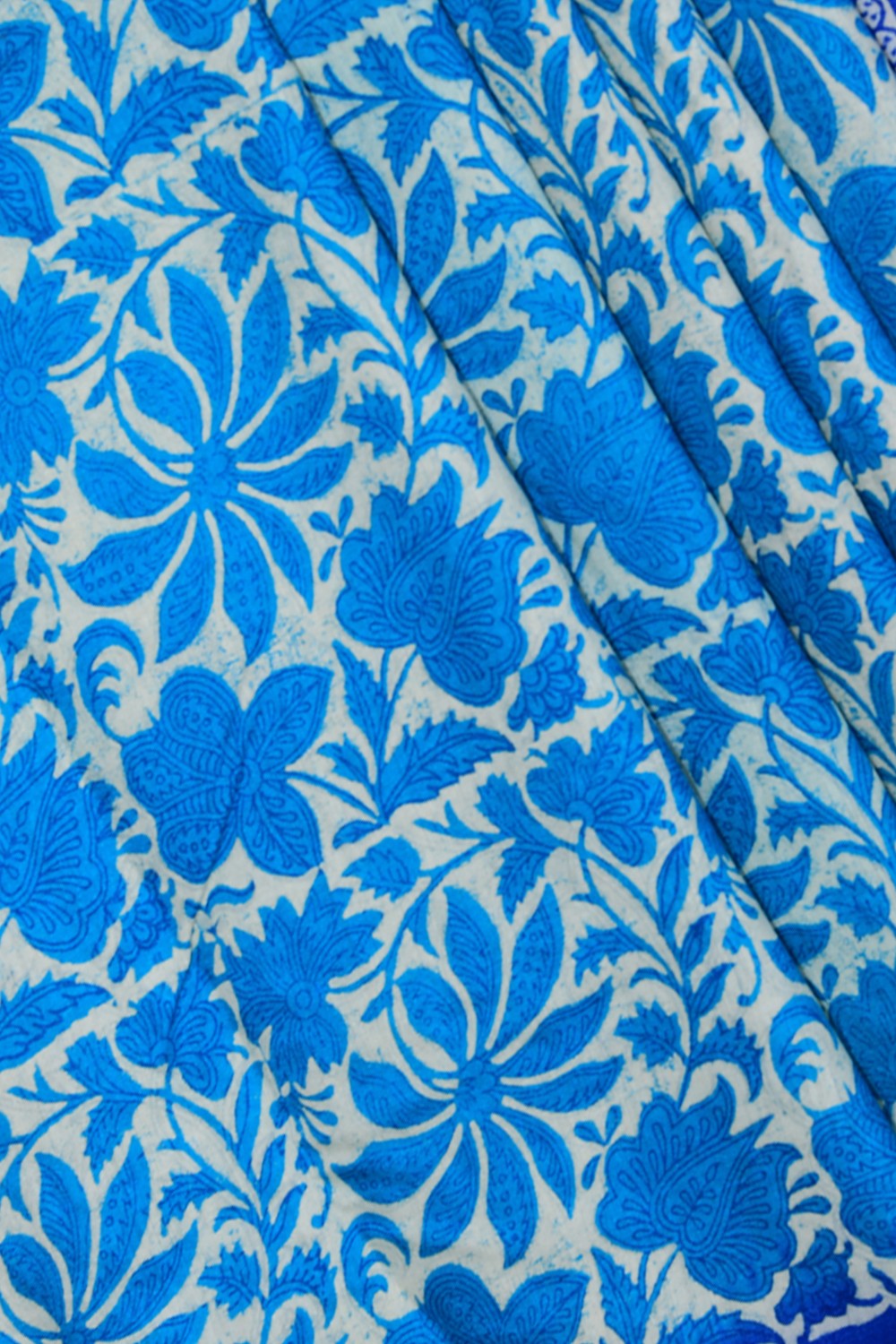 Image of Bagru Printed Blue Saree