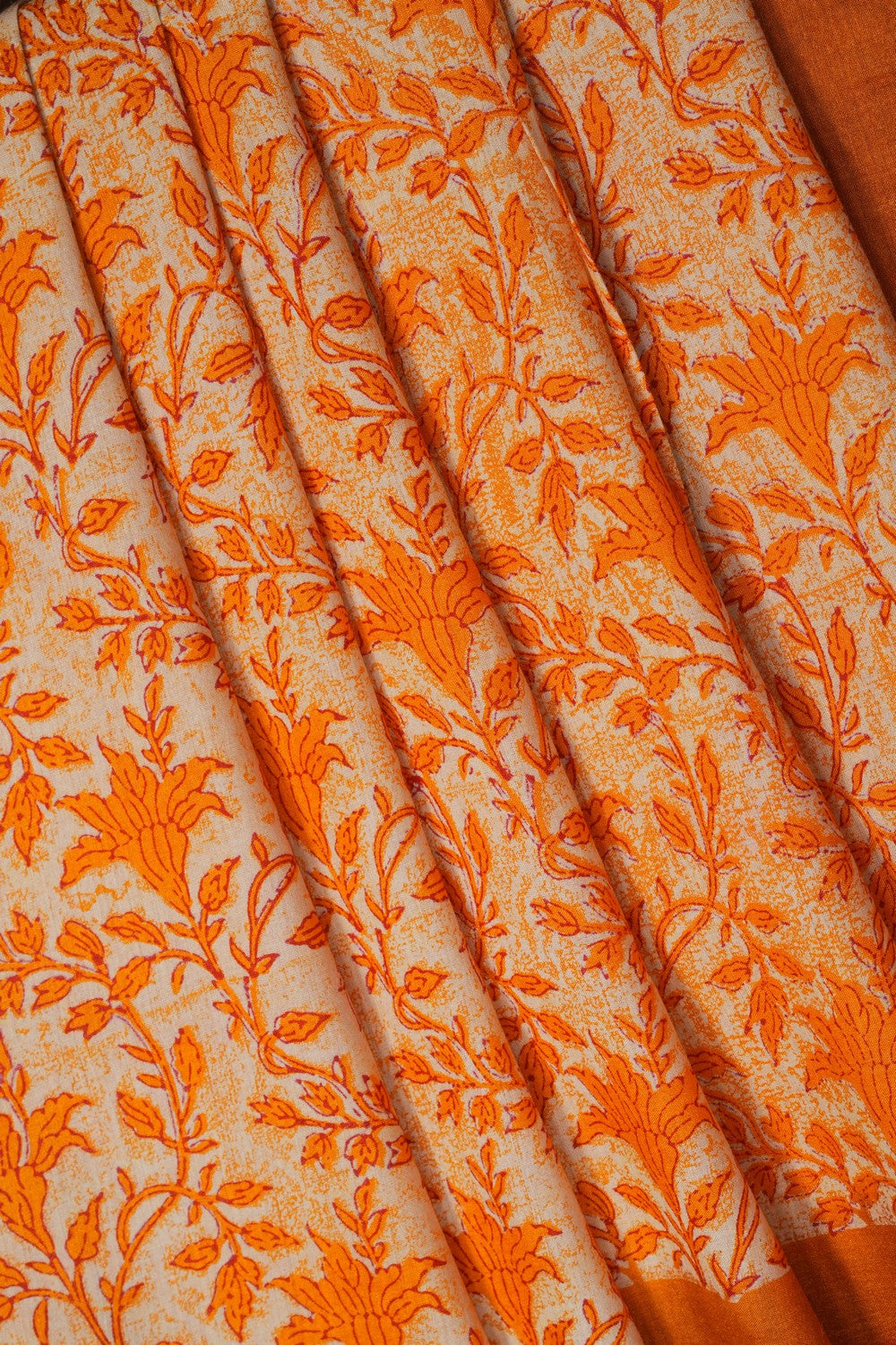 Image of A Floral Printed Desi Tussar Saree