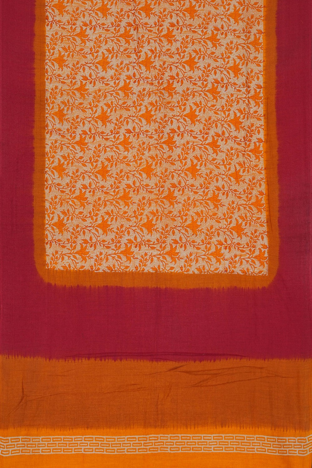 Image of A Floral Printed Desi Tussar Saree