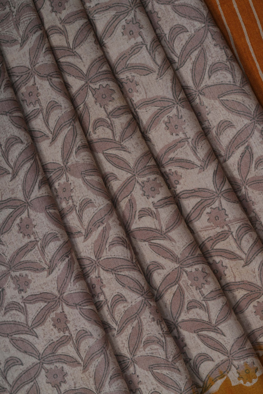 Image of A Floral Printed Desi Tussar Saree