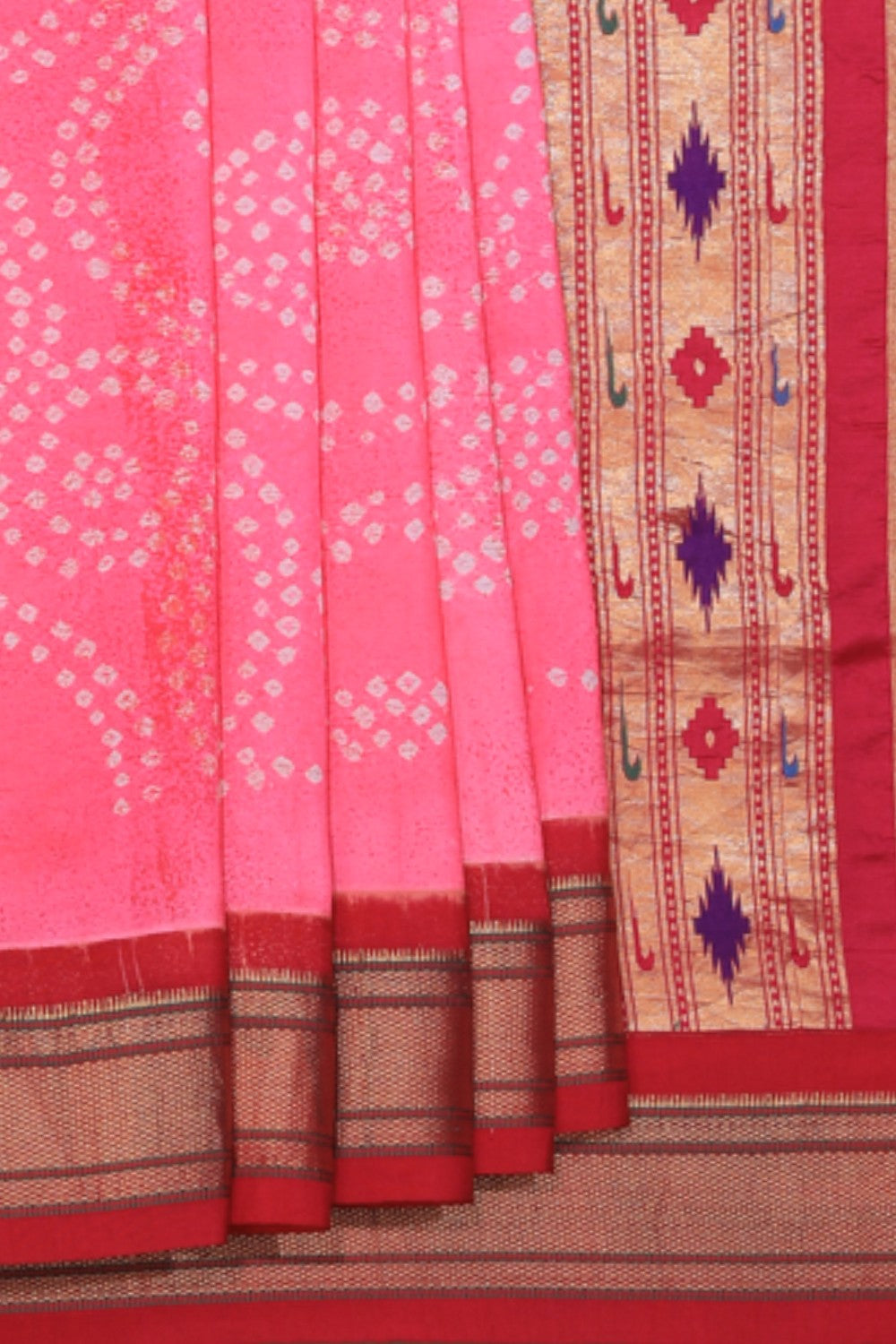 Collection of Bandhani Silk Pink Saree in a gallery layout