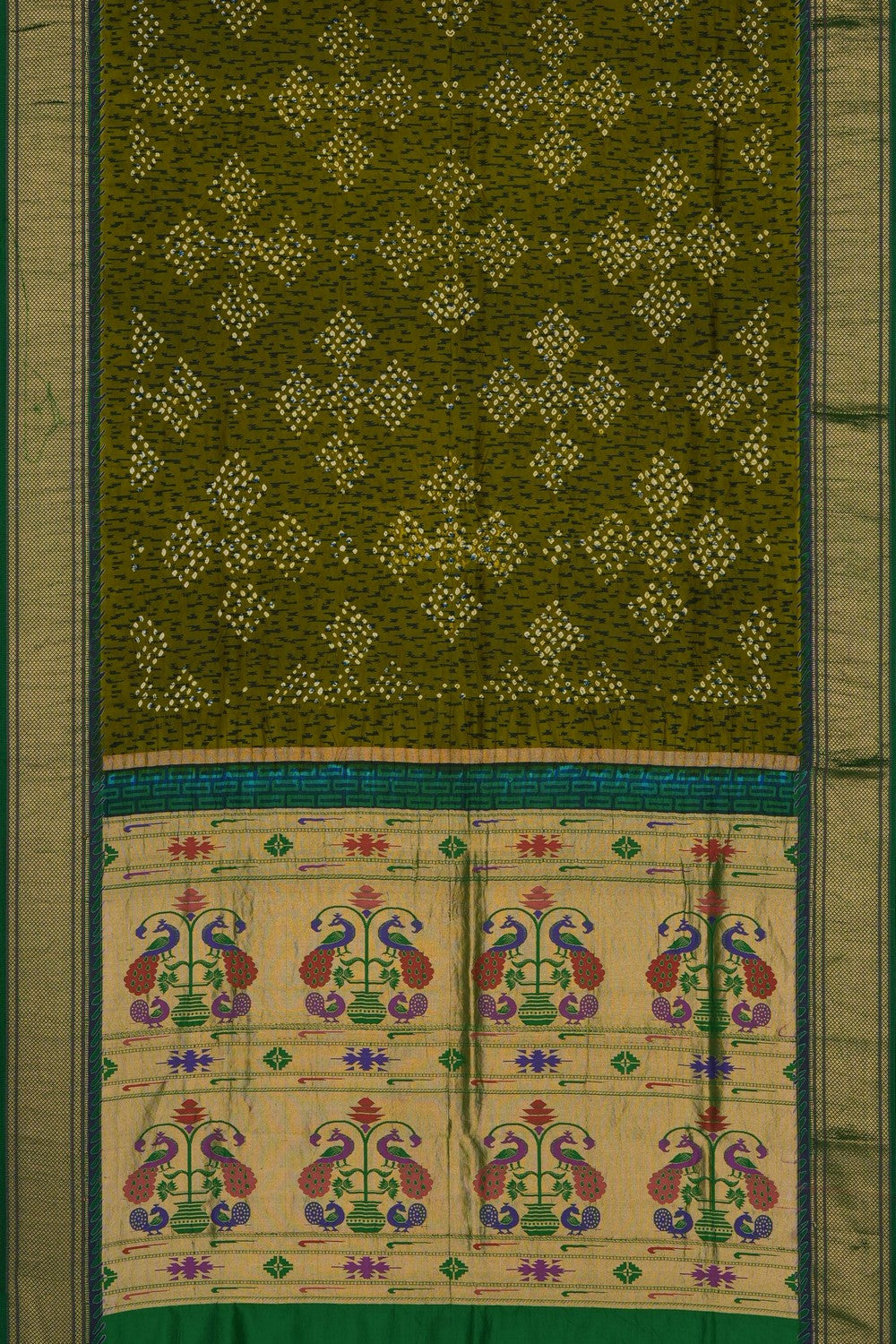 Image of Moss-Green Rajkot Silk Saree