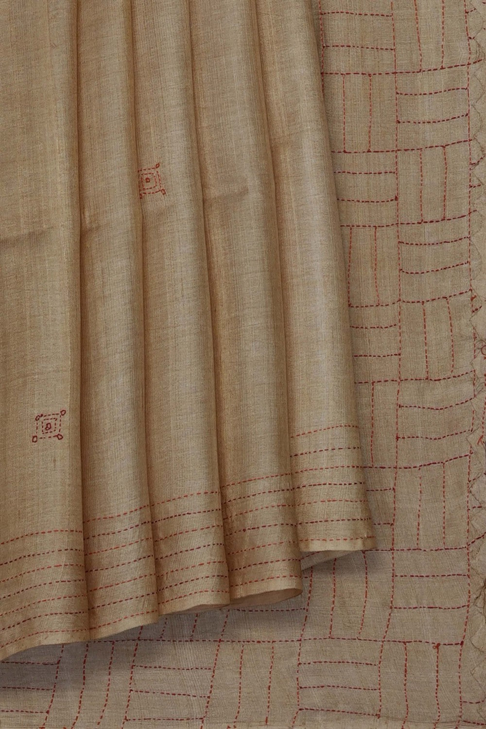 Image of Beige Desi Tussar Silk Saree