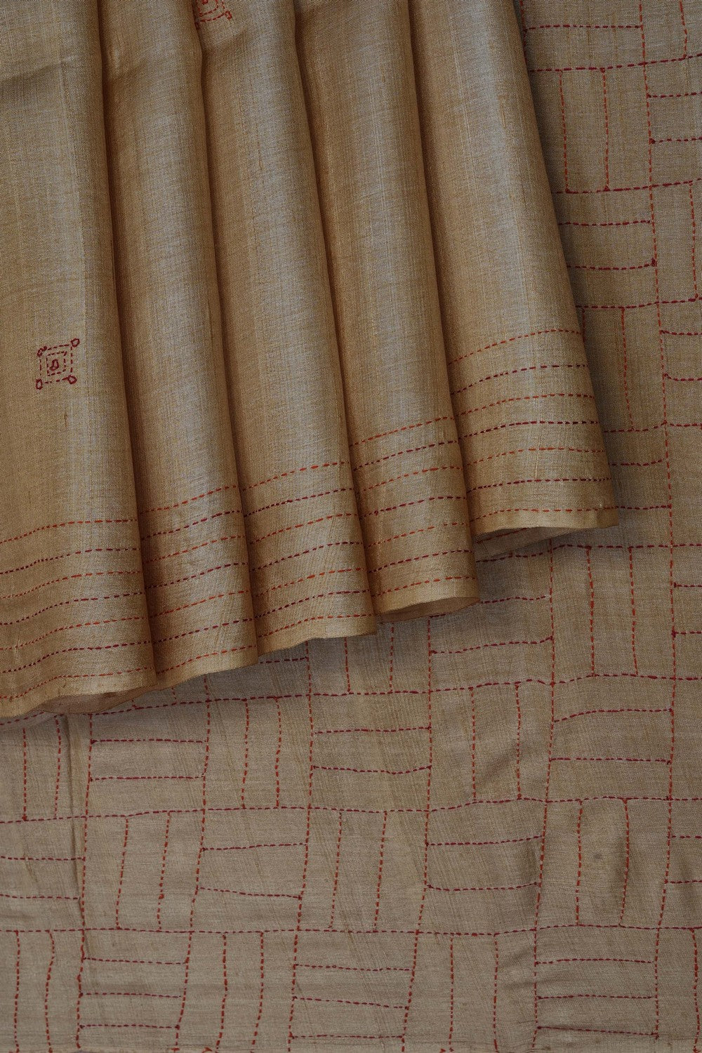 Image of Beige Desi Tussar Silk Saree