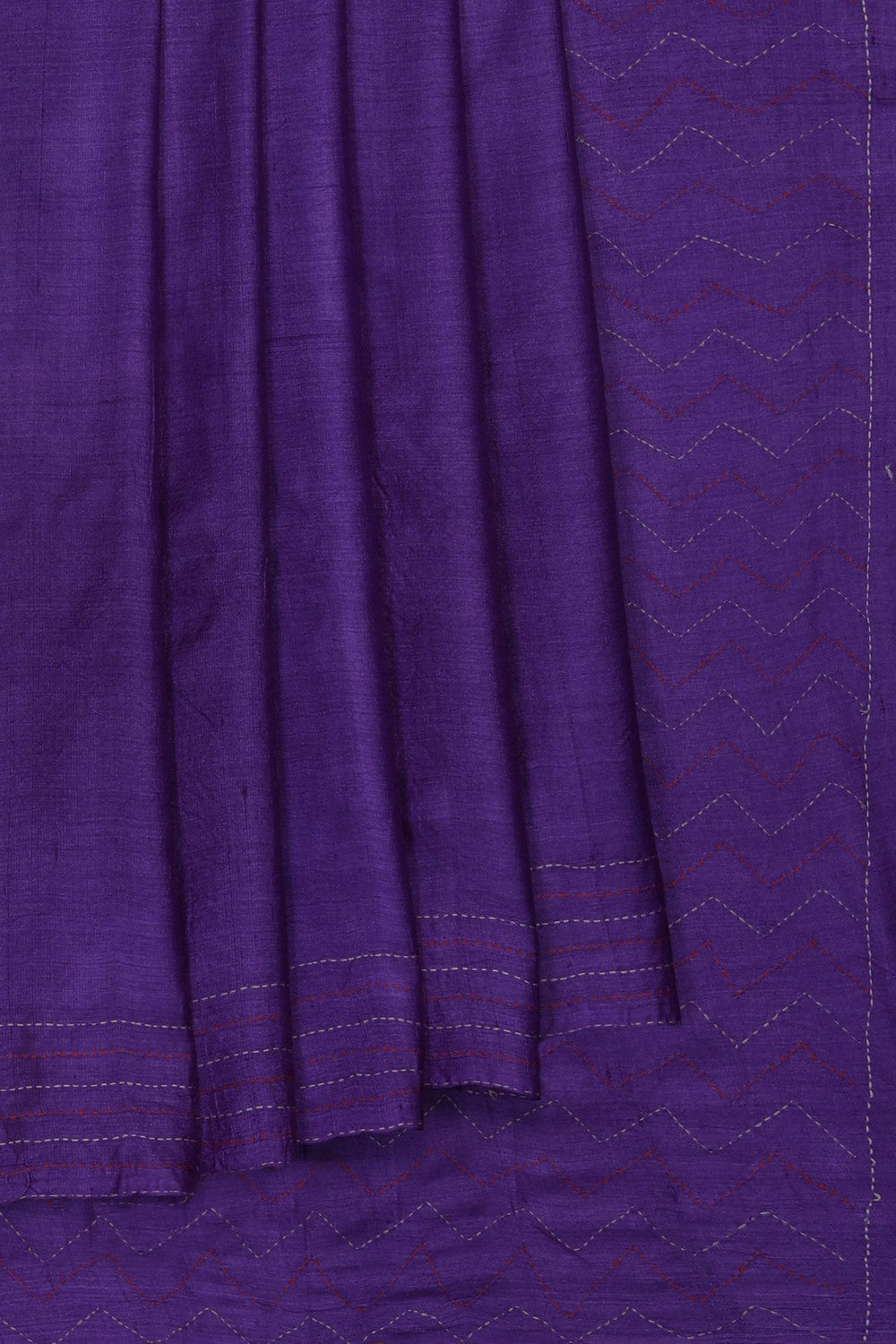 Image of Purple Kantha Stitch Saree