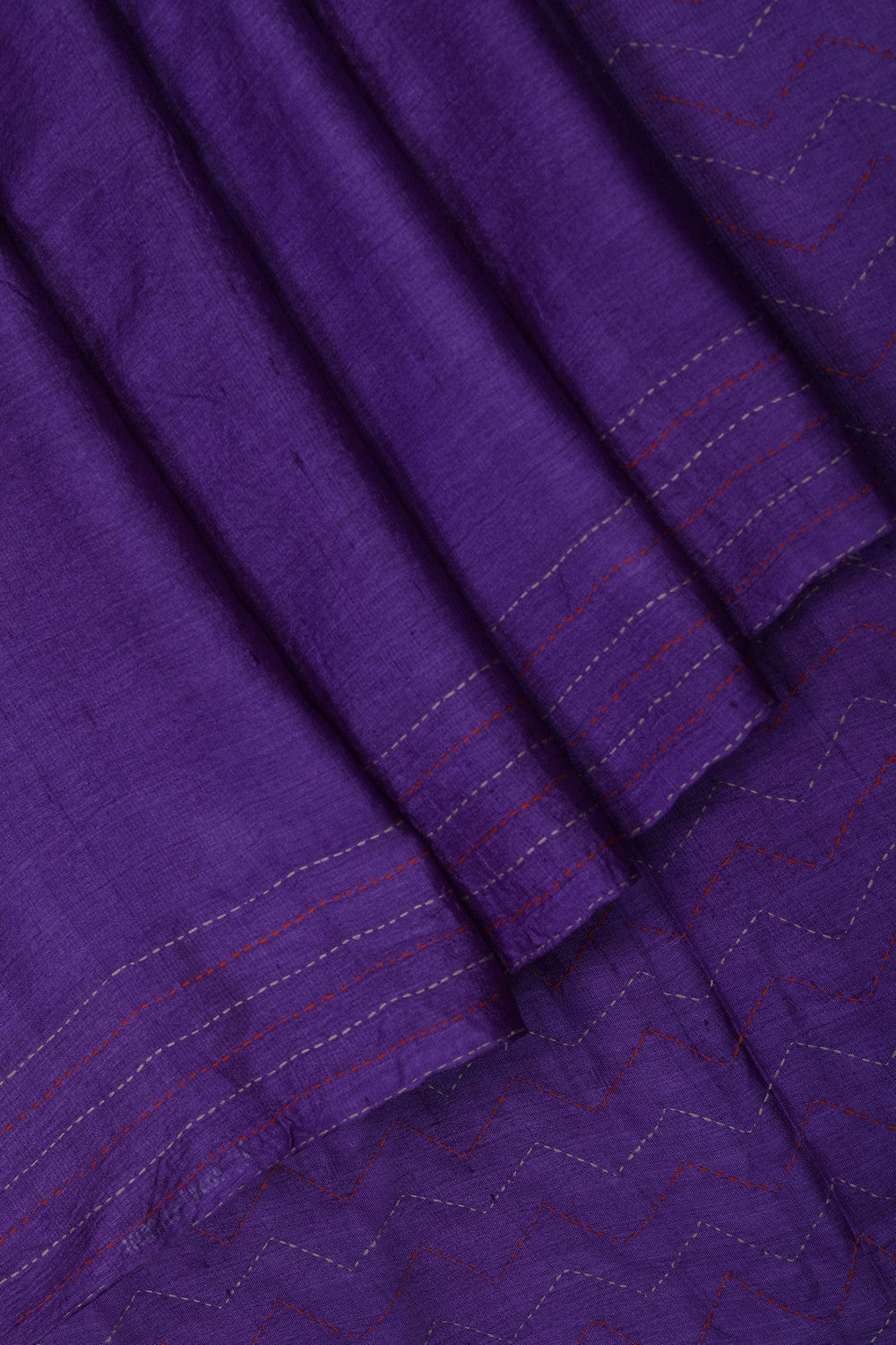 Image of Purple Kantha Stitch Saree