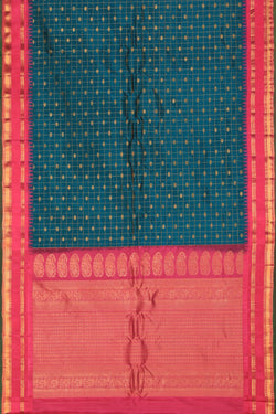 Image of Gadwal Silk Teal Blue Saree