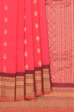 Collection of Gadwal Cotton Silk Pink Saree in a gallery layout