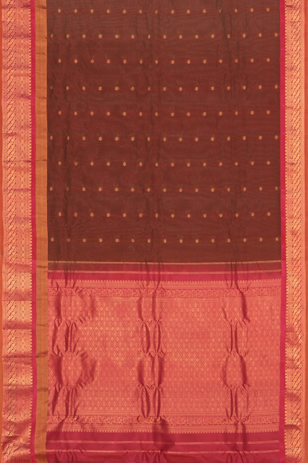 Collection of Gadwal Cotton Silk Leaf Green Saree in a gallery layout