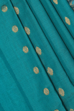 Collection of Gadwal Cotton Silk Teal Green Saree in a gallery layout