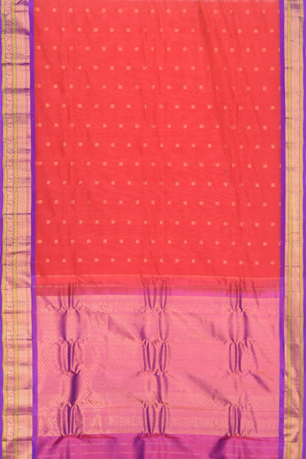 Collection of Gadwal Cotton Silk Red Saree in a gallery layout