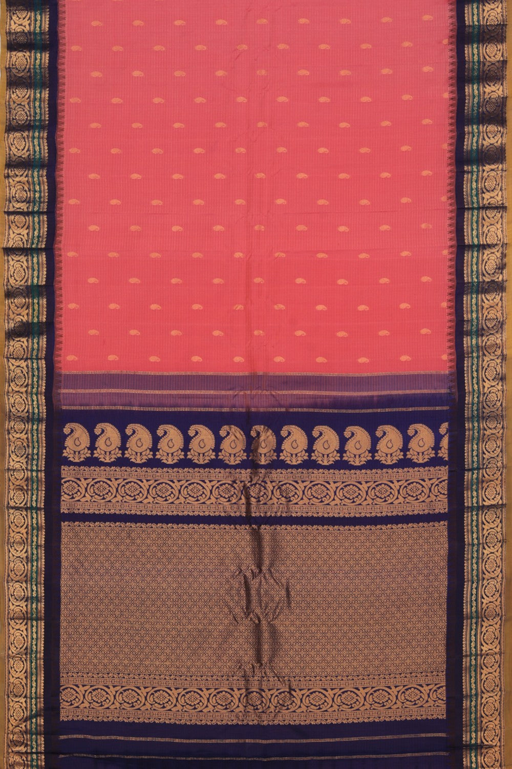 Gadwal Silk Coral Pink Saree