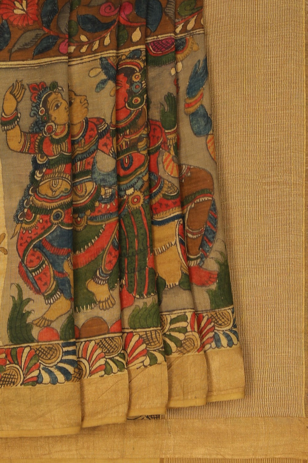 Image of Kalamkari Hand-Painted Saree