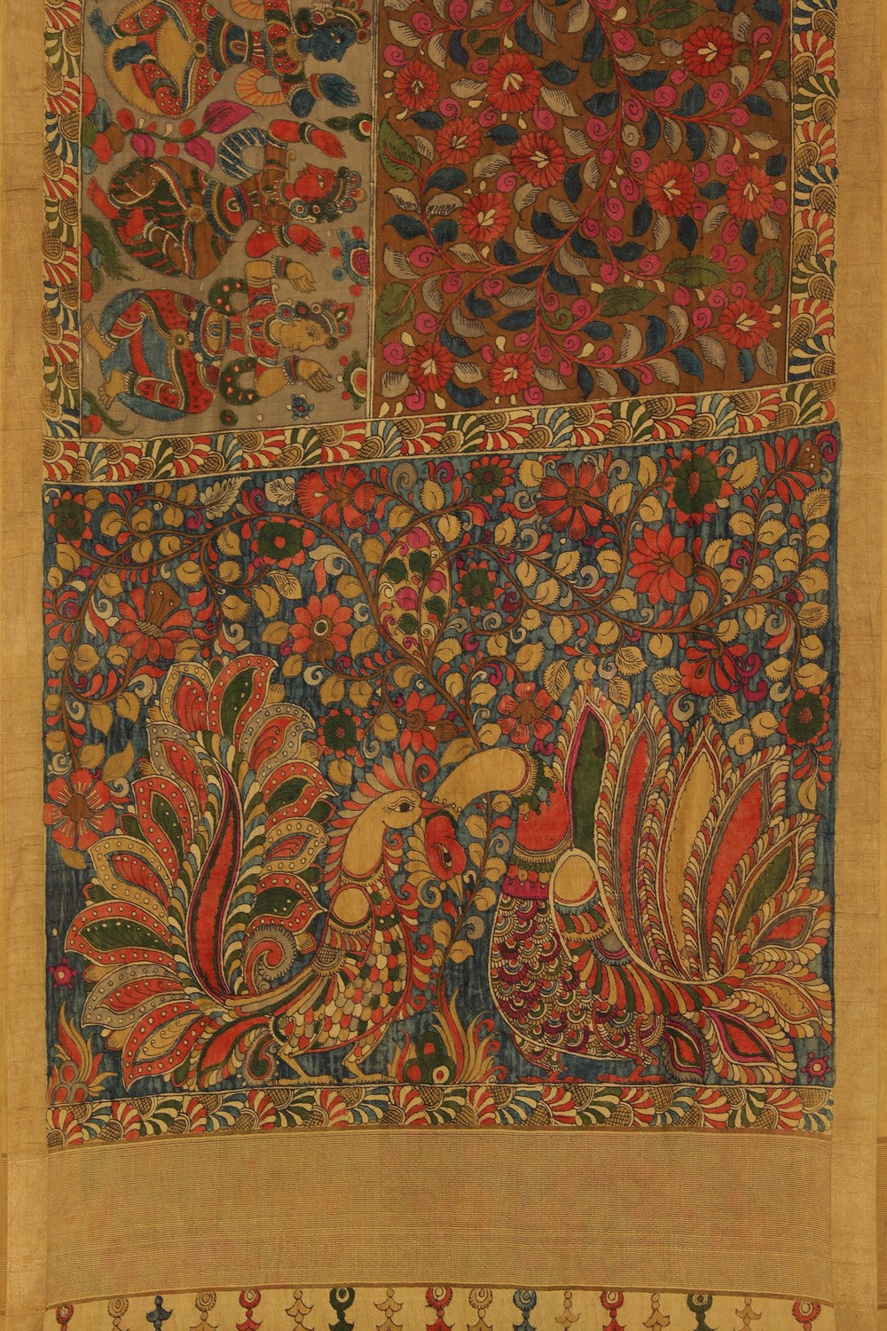 Image of Kalamkari Hand-Painted Saree