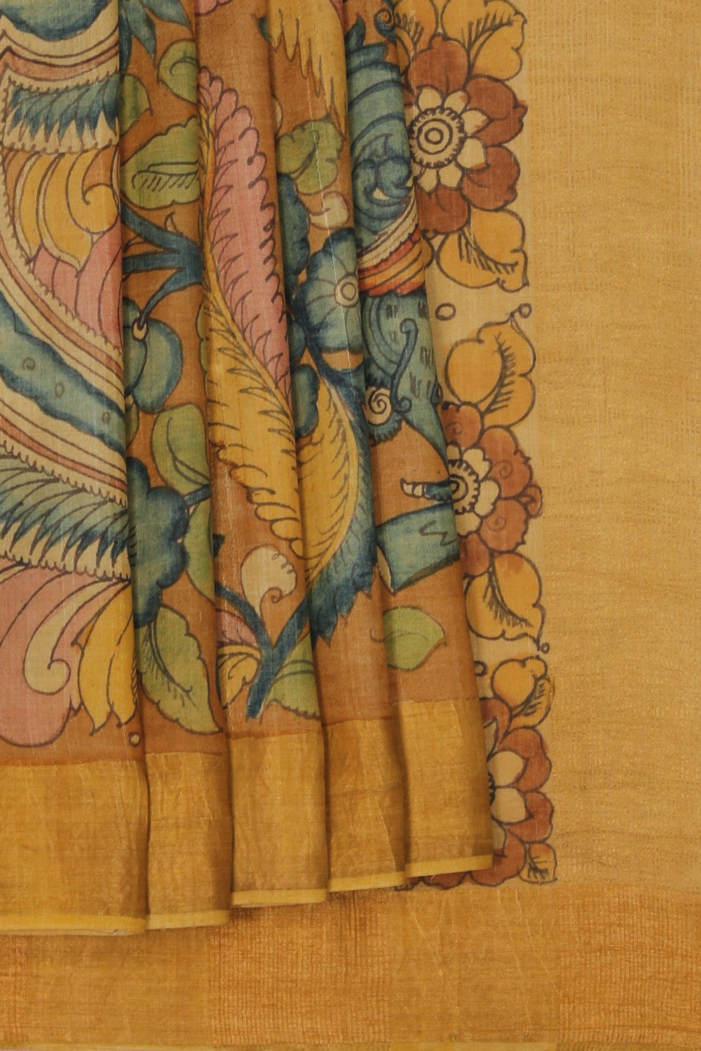Image of Kalamkari Hand-Painted Saree