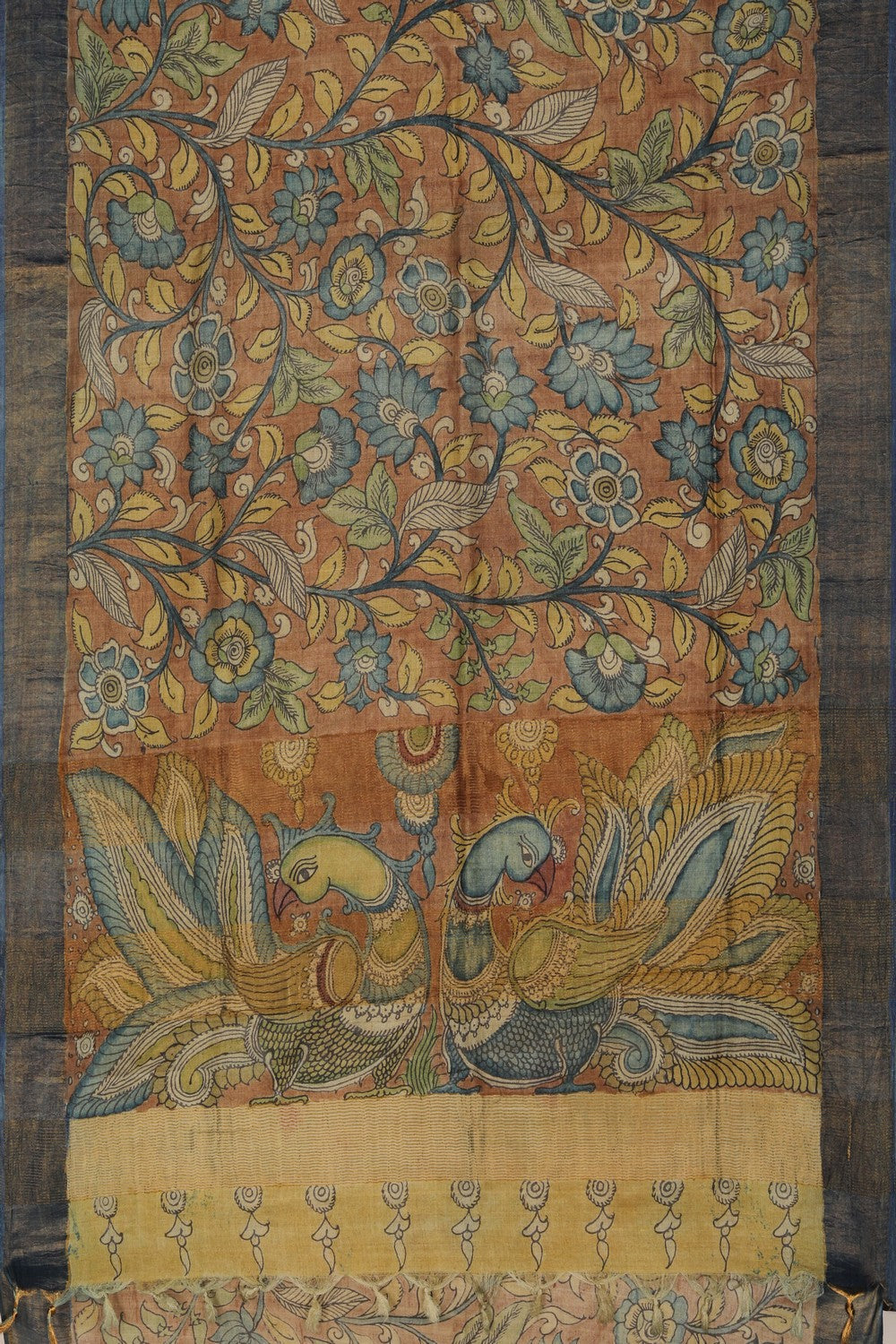 Image of Kalamkari Hand-Painted Saree