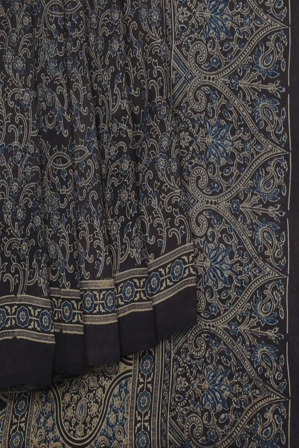 Image of Ajrakh Printed Silk Saree