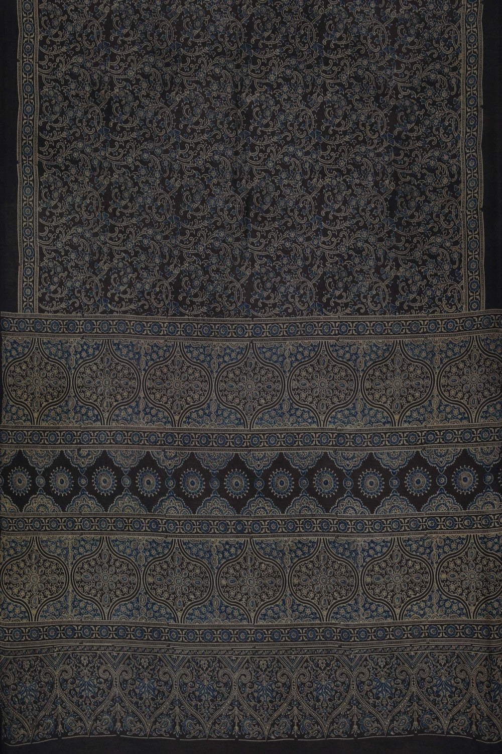 Image of Ajrakh Printed Silk Saree
